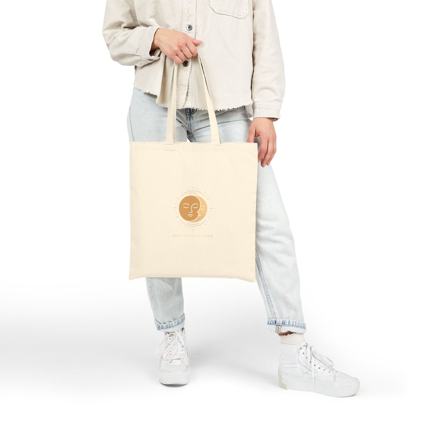 Minimal Abstract Face Cotton Tote Bag – Neutral Everyday Shopper Bag Printify