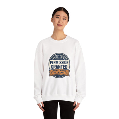 Permission Granted Sweatshirt – Inspirational Self-Care Crewneck Printify