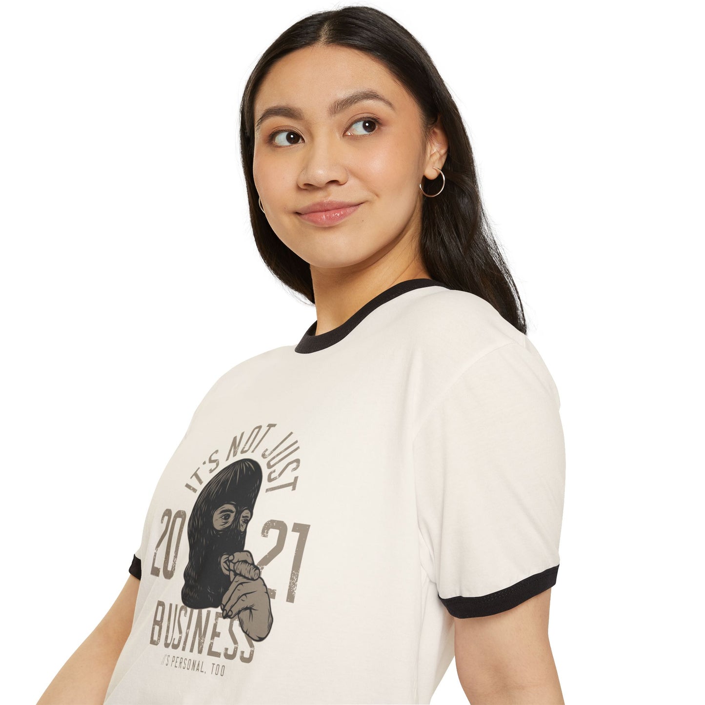 Ringer T-Shirt — Vintage Ski Mask Graphic Printify