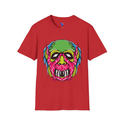 Horror Neon Zombie Skull T-Shirt Printify
