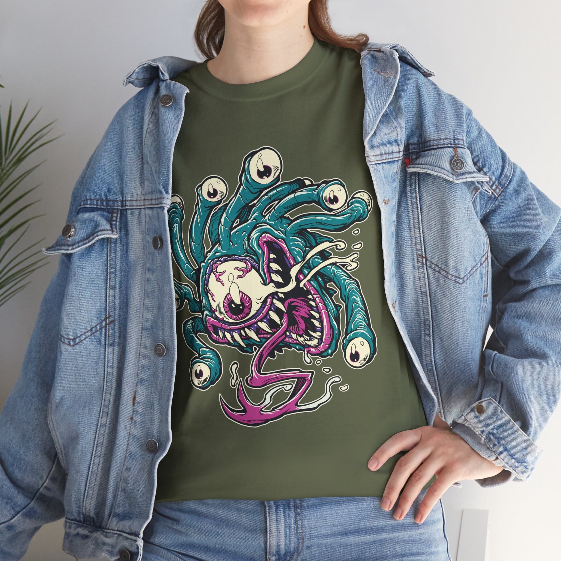 Eye Monster Graphic Tee — Retro Horror Tentacle Skull Shirt Printify