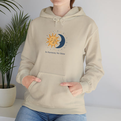 Sun and Moon Harmony Hoodie — "In Harmony We Thrive" Graphic Printify