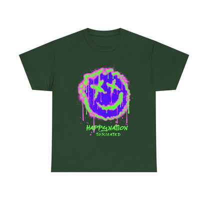 Tee — Neon Drip Smiley "Happynation Toxicated" Graphic T-shirt Printify