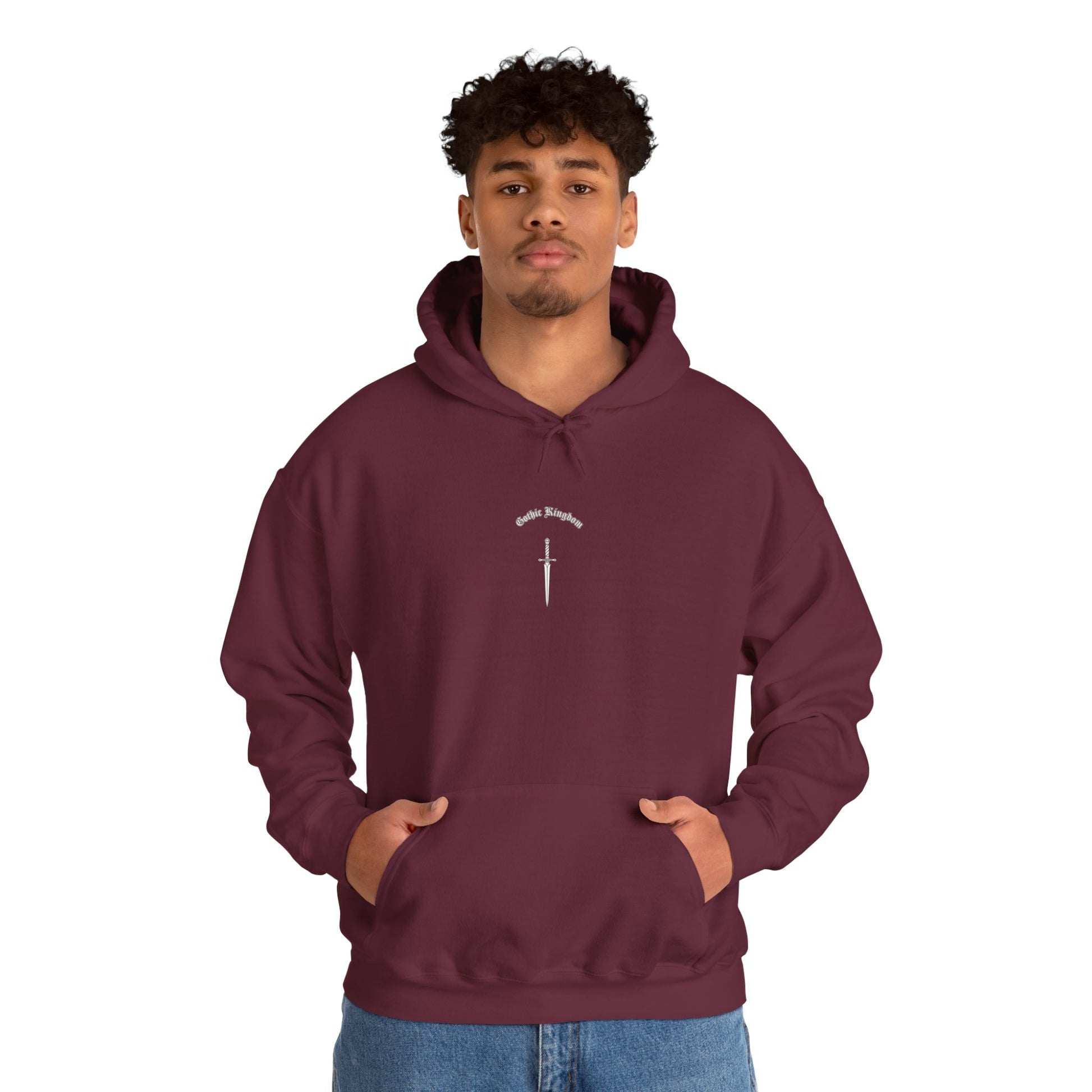 Sword Crest Hoodie — Gothic Floral Sword Graphic Printify