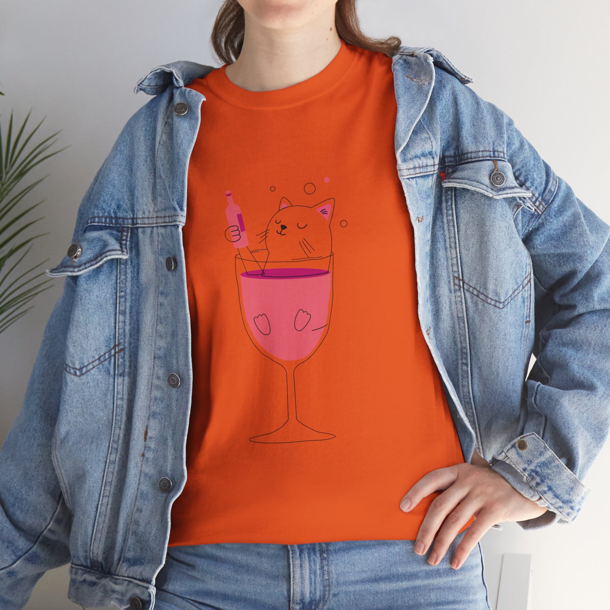 Wine Glass Cat T-Shirt — Cute Cat in a Wine Glass Graphic Tee Printify