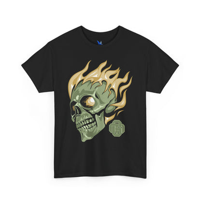 Flaming Green Skull Tee — Edgy Horror Graphic T-Shirt Printify
