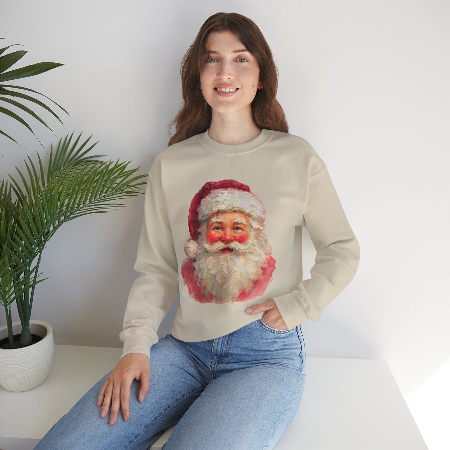 Santa Claus Vintage Portrait Crewneck Sweatshirt Printify