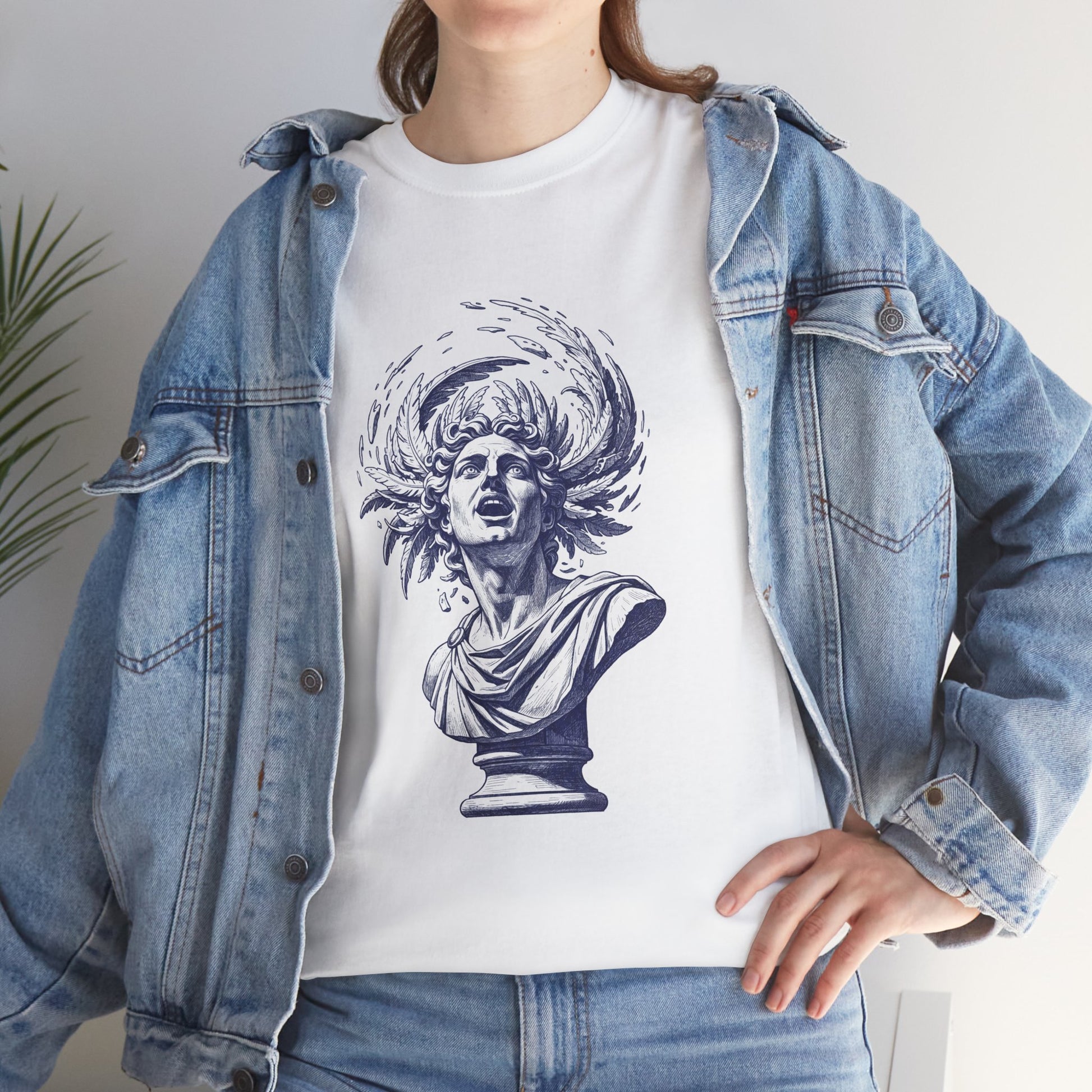 Classical Storm Bust Tee — Artistic Antique Statue Graphic T-Shirt Printify