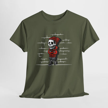 Skeleton Against the Wall T-Shirt Printify