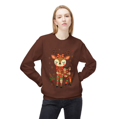 Christmas Patchwork Reindeer Sweatshirt Printify