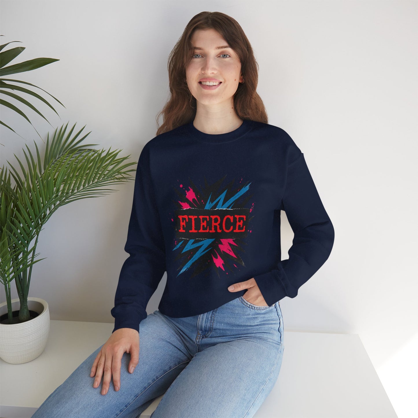 Fierce Graphic Sweatshirt — Bold Retro Explosion Crewneck Printify