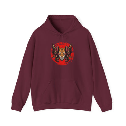 Tiger Demon Hoodie – Red Circle Oni Mask Graphic Printify