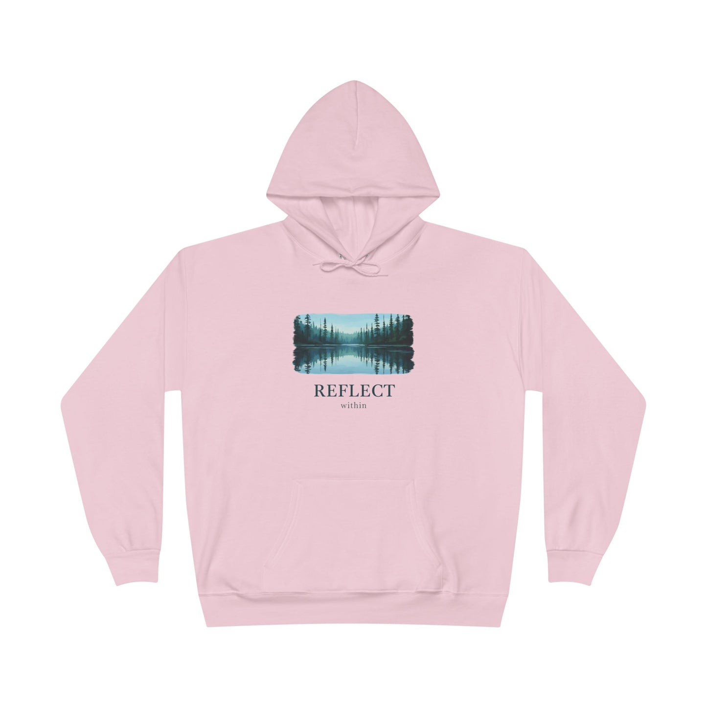 Reflect Lake Hoodie — Tranquil Forest Landscape Pullover Printify