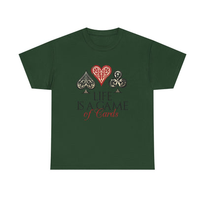 Life Is a Game of Cards Graphic Tee — Poker Suit Heart Spade Club Diamond T-Shirt Printify