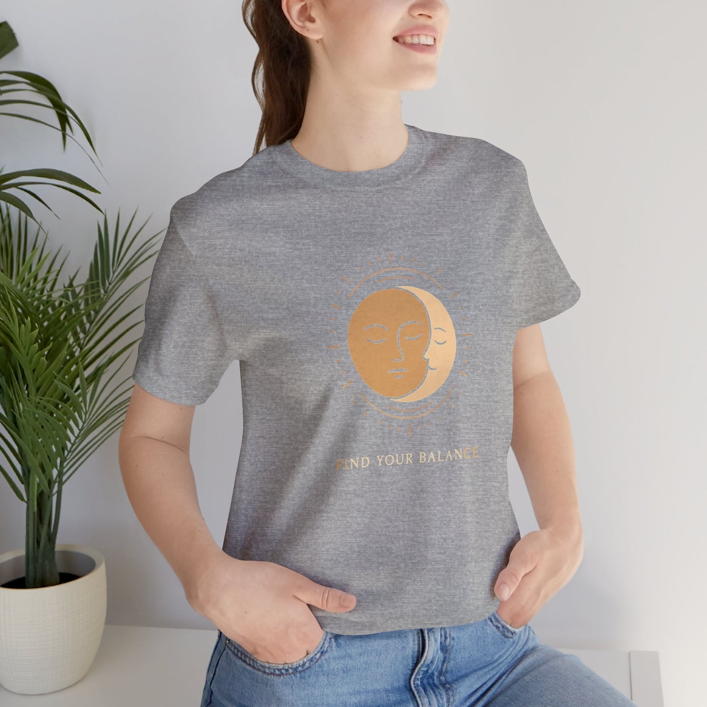 Sun & Moon Minimalist Tee — Celestial Face Graphic T-Shirt Printify