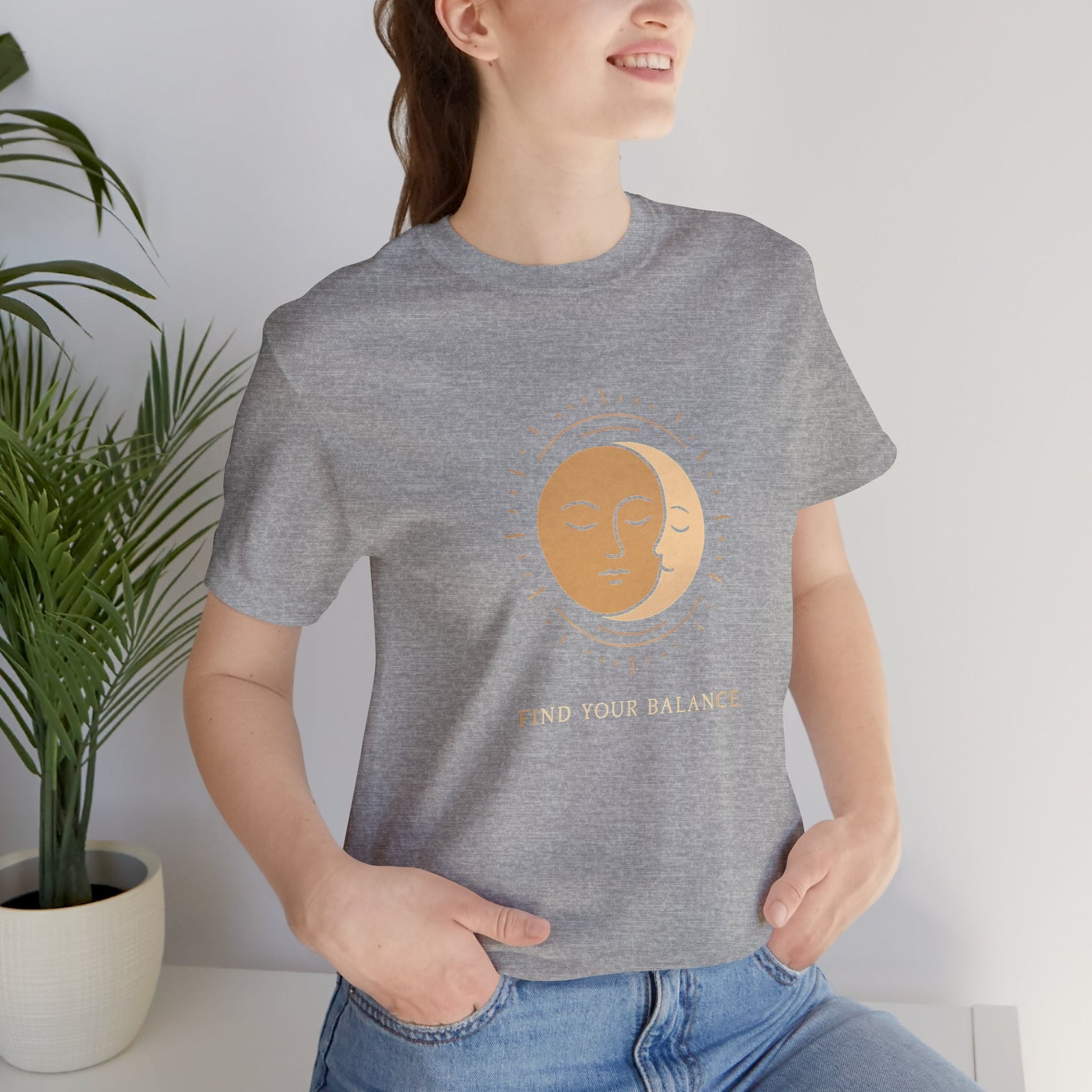 Sun & Moon Minimalist Tee — Celestial Face Graphic T-Shirt Printify