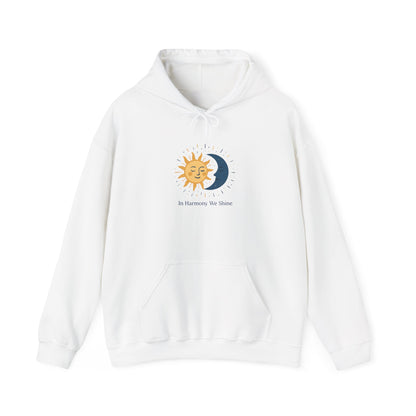 Sun and Moon Harmony Hoodie — "In Harmony We Thrive" Graphic Printify