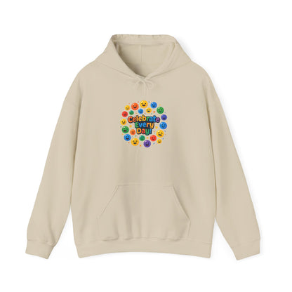 Celebrate Every Day Hoodie — Colorful Emoji Celebration Graphic Printify