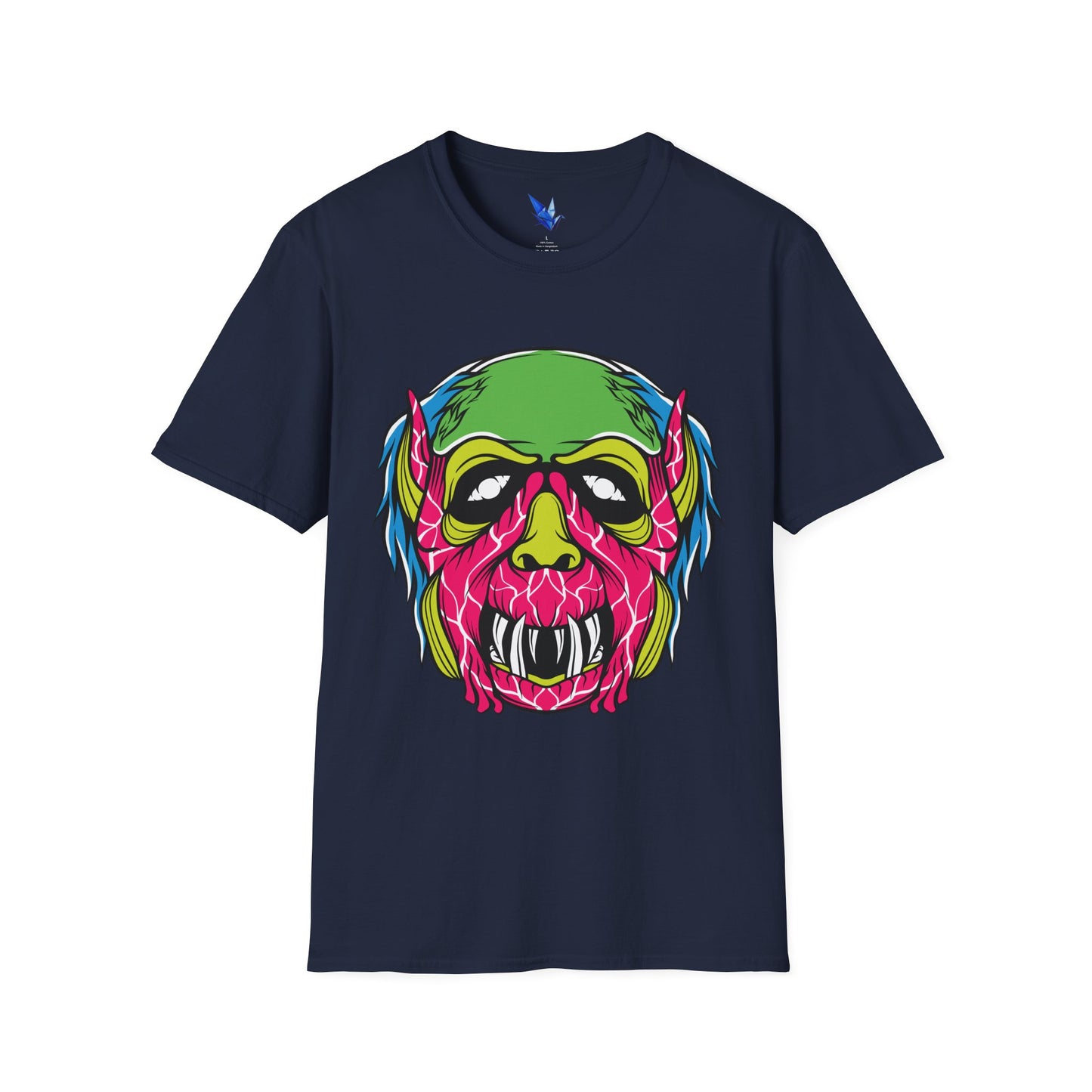Horror Neon Zombie Skull T-Shirt Printify