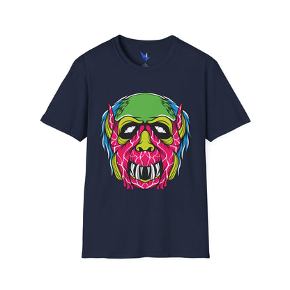 Horror Neon Zombie Skull T-Shirt Printify