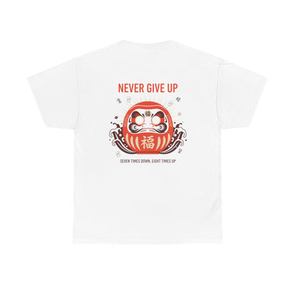 Never Give Up Daruma T-Shirt — Inspirational Japanese Lucky Doll Tee Printify