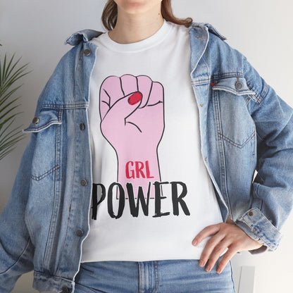 Girl Power T-Shirt — Feminist Raised Fist Tee (Pink Nail Design) Printify
