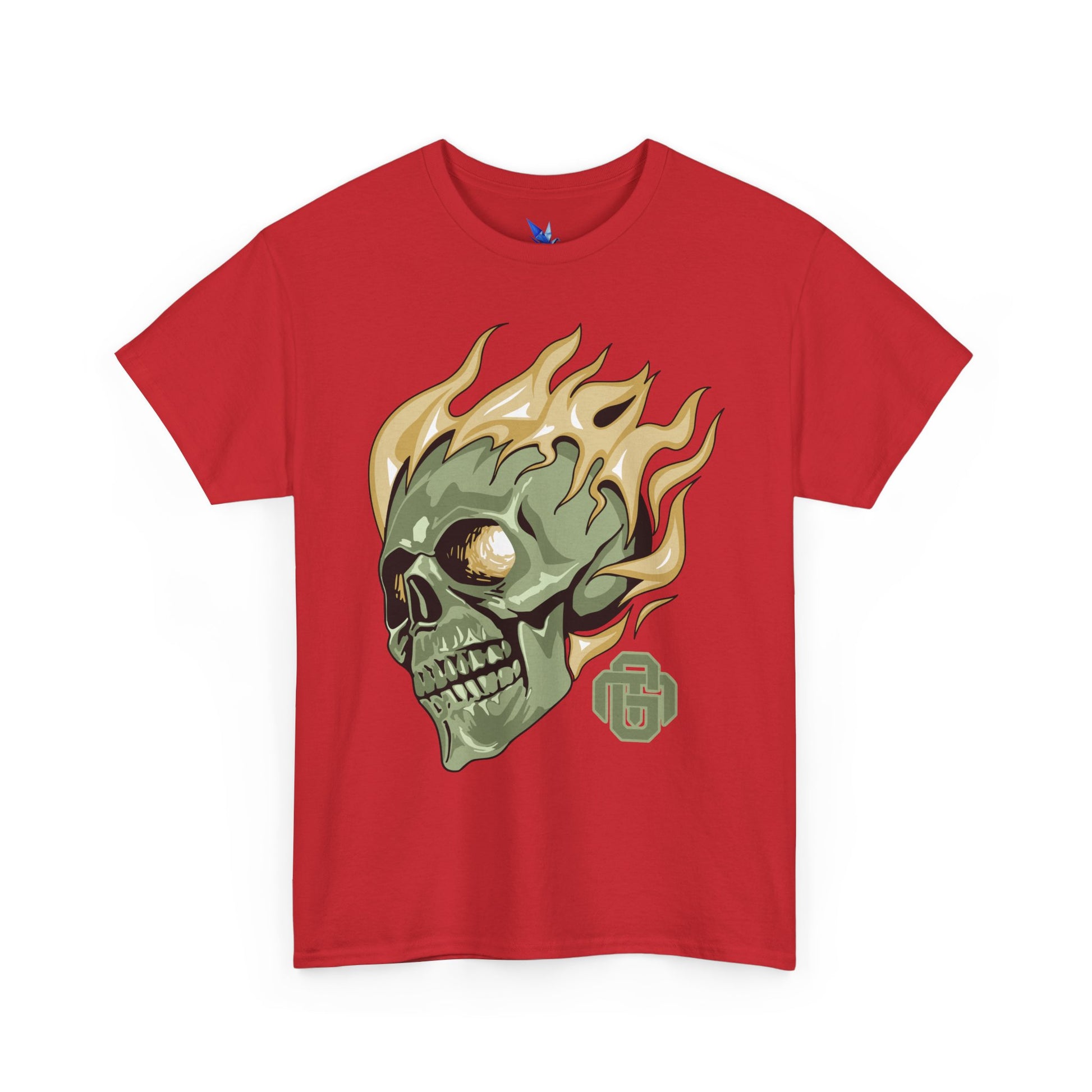Flaming Green Skull Tee — Edgy Horror Graphic T-Shirt Printify