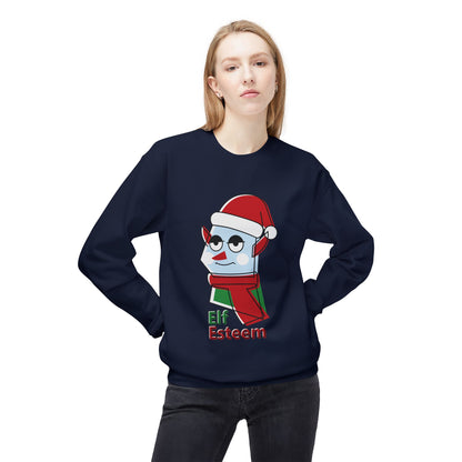 Elf Esteem Crewneck Sweatshirt — Funny Retro Holiday Christmas Sweater Printify