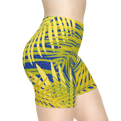 Tropical Palm Print Biker Shorts Printify