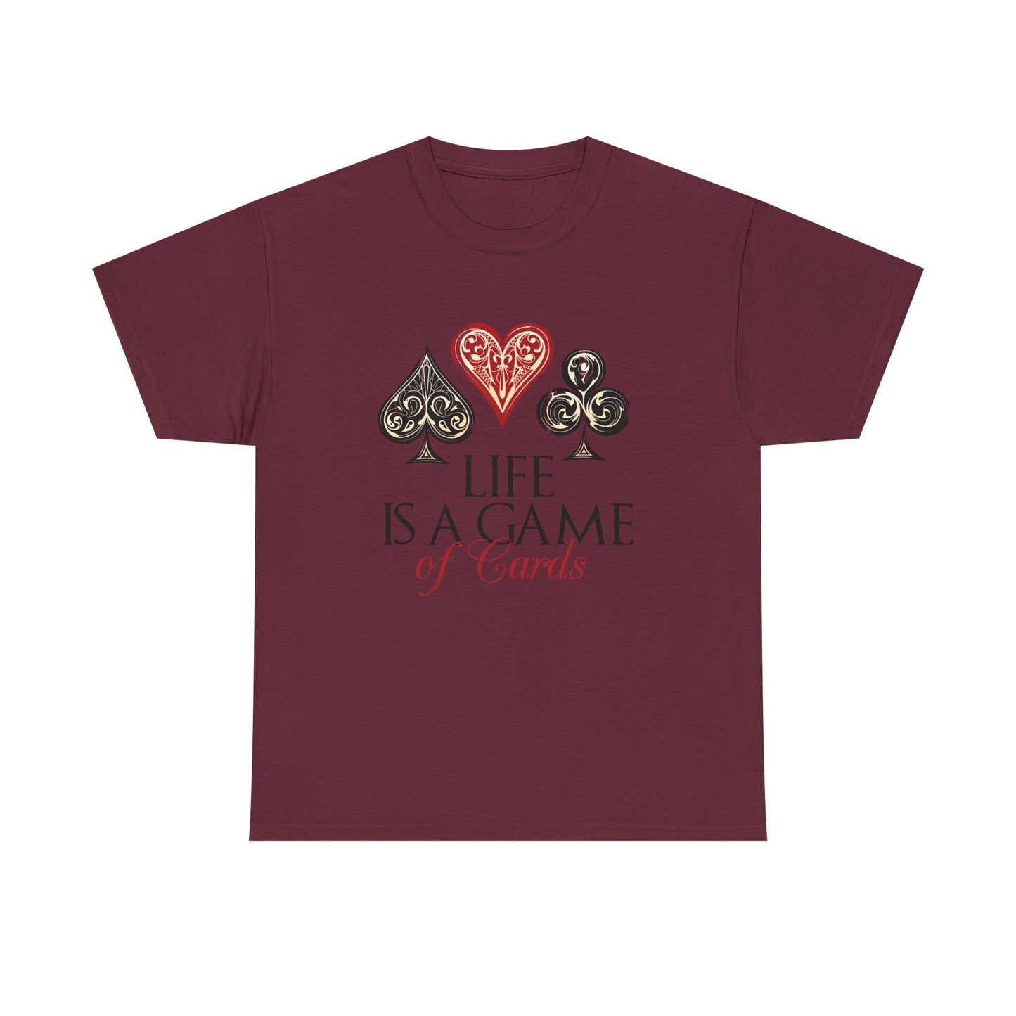 Life Is a Game of Cards Graphic Tee — Poker Suit Heart Spade Club Diamond T-Shirt Printify