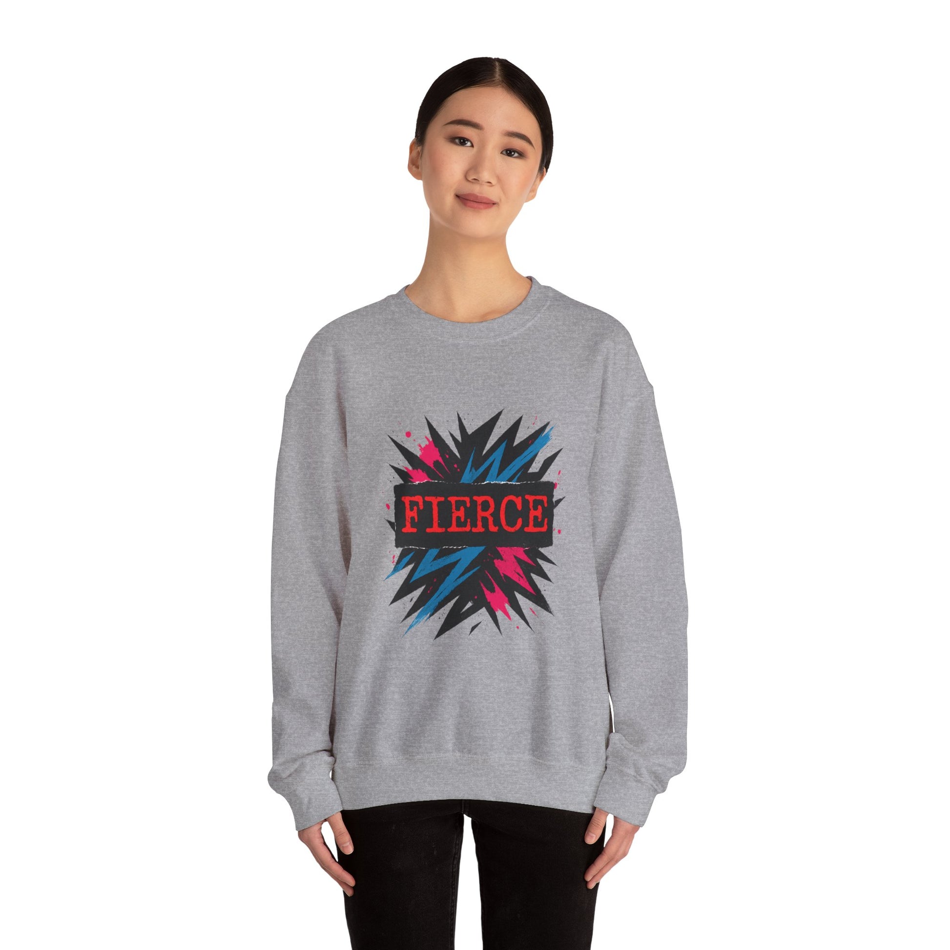 Fierce Graphic Sweatshirt — Bold Retro Explosion Crewneck Printify