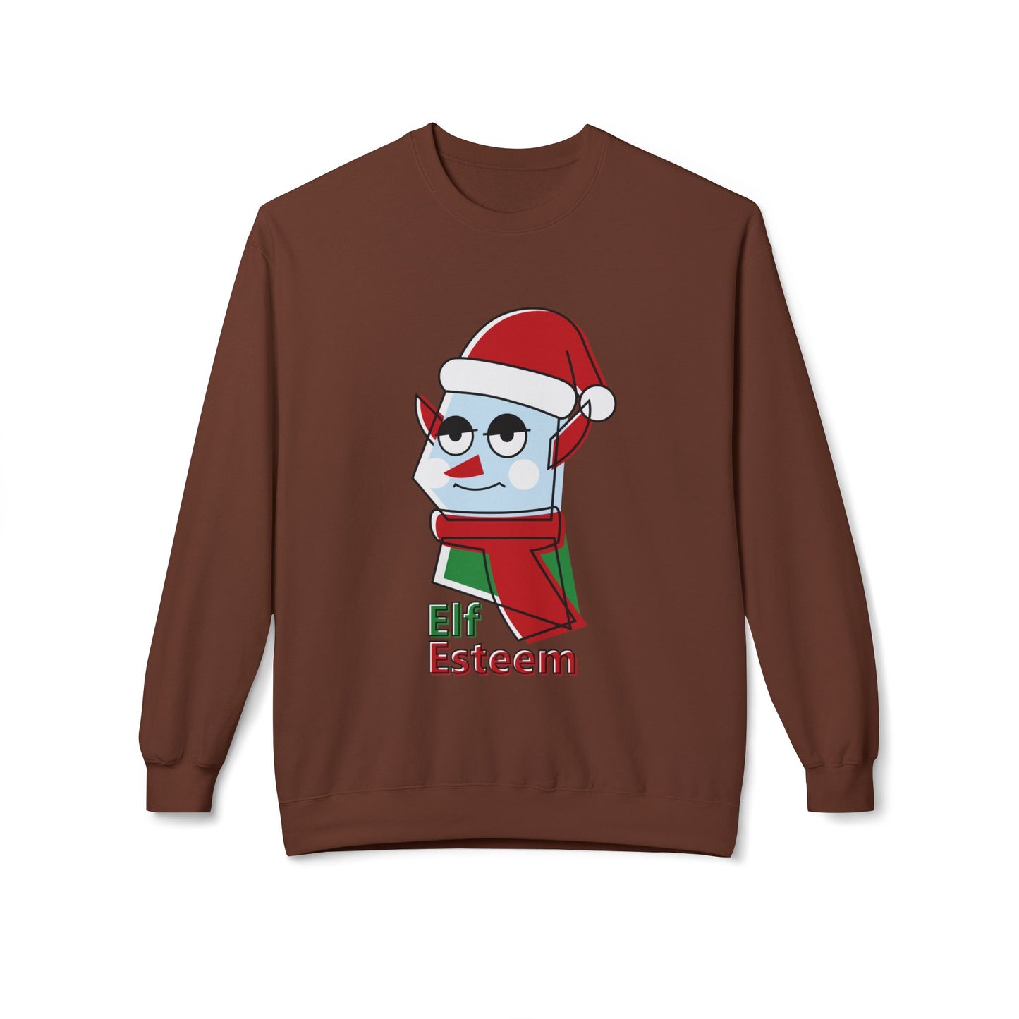Elf Esteem Crewneck Sweatshirt — Funny Retro Holiday Christmas Sweater Printify