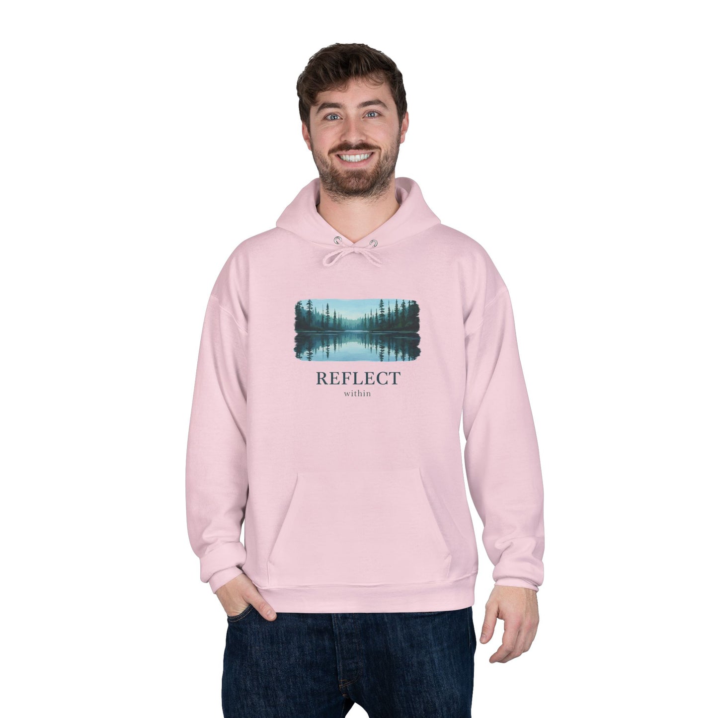 Reflect Lake Hoodie — Tranquil Forest Landscape Pullover Printify