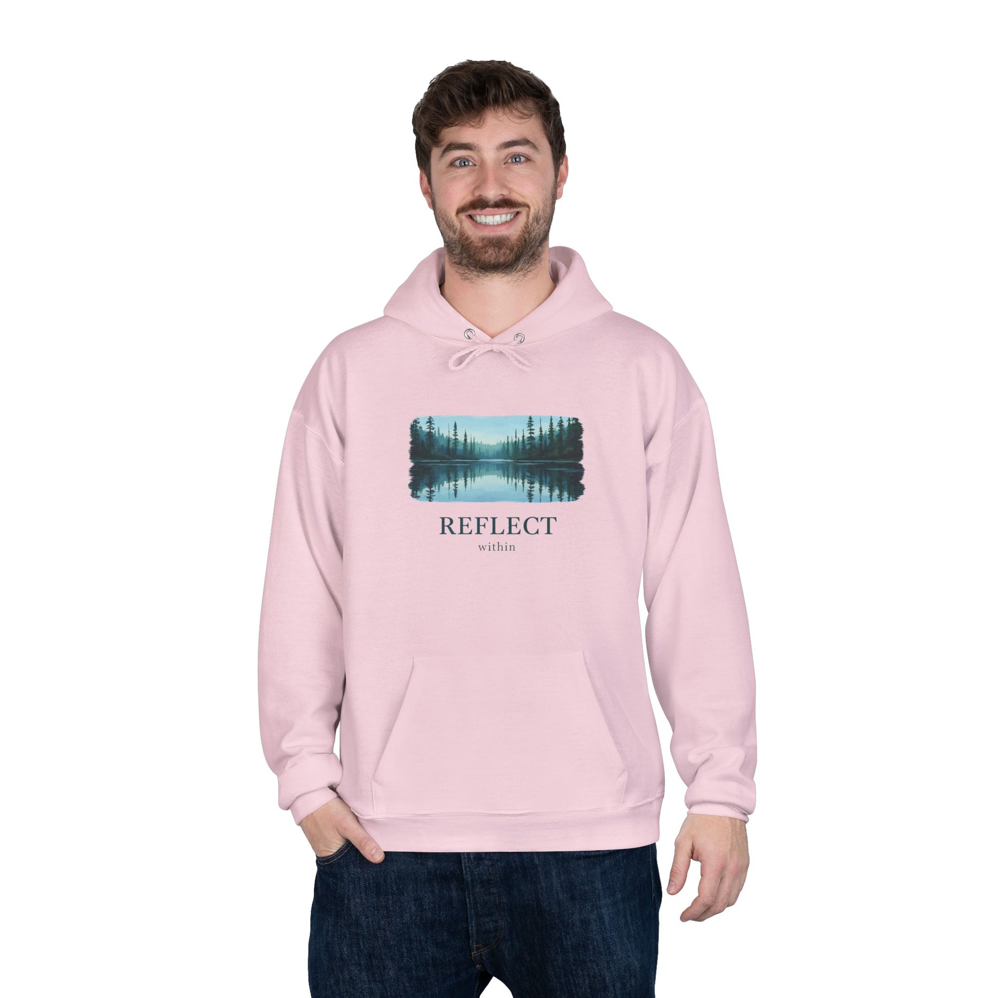 Reflect Lake Hoodie — Tranquil Forest Landscape Pullover Printify