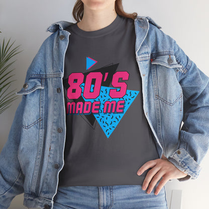 80's Made Me T-Shirt — Retro 1980s Neon Vintage Graphic Tee Printify