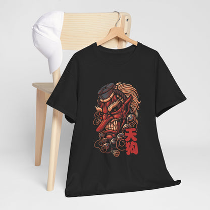 T-Shirt — Red Tengu Mask Graphic Tee (Japanese Oni Design) Printify