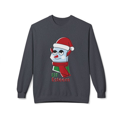 Elf Esteem Crewneck Sweatshirt — Funny Retro Holiday Christmas Sweater Printify