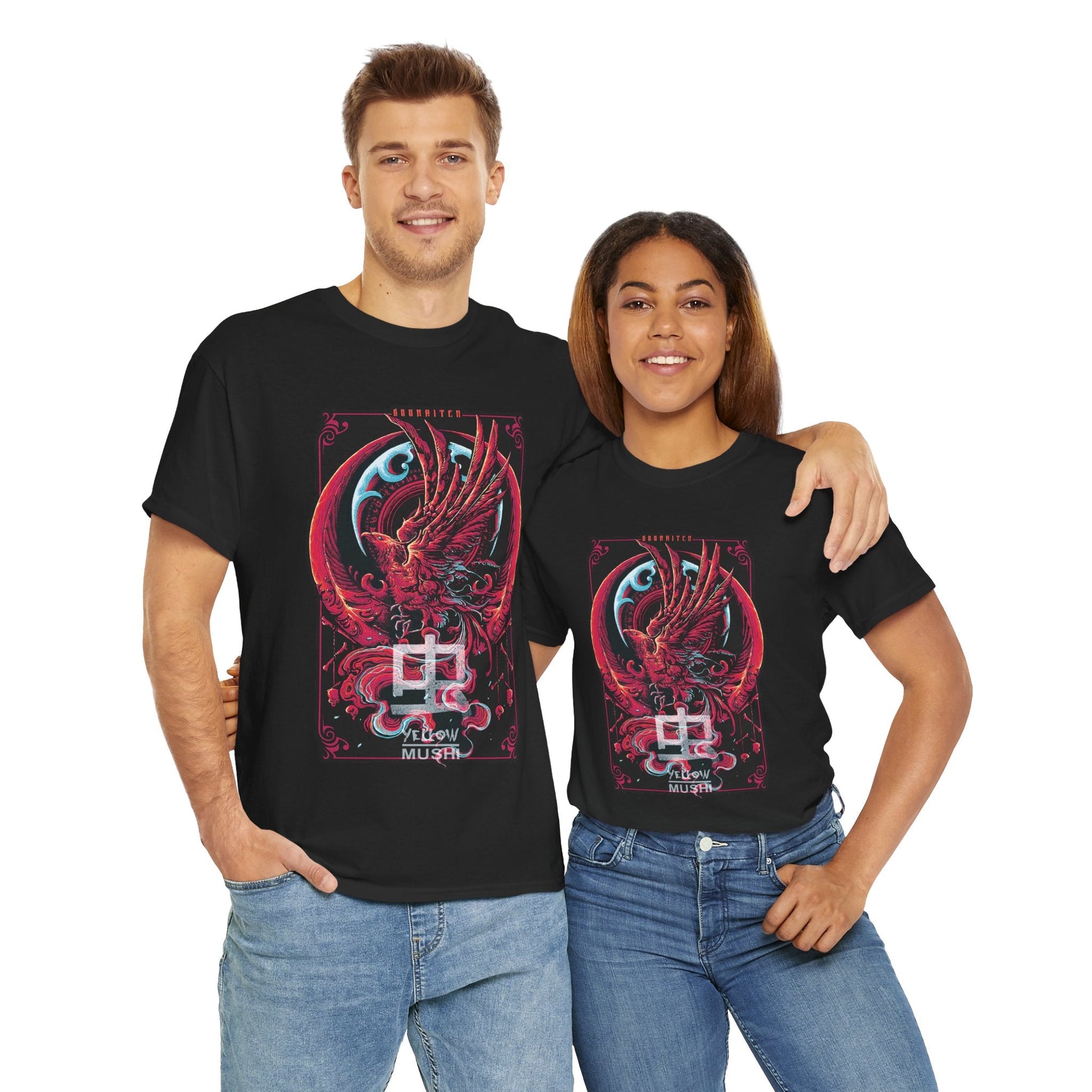 Red Phoenix Japanese Dragon T-Shirt — Mythic Samurai Crest Graphic Tee Printify