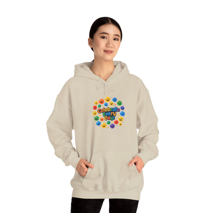 Celebrate Every Day Hoodie — Colorful Emoji Celebration Graphic Printify