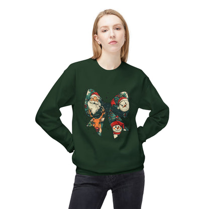 Christmas Bow Sweatshirt — Vintage Santa & Snowman Holiday Crewneck Printify