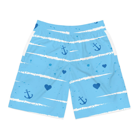 Nautical Anchor — Blue Summer Beach Casual Jogger Shorts Printify