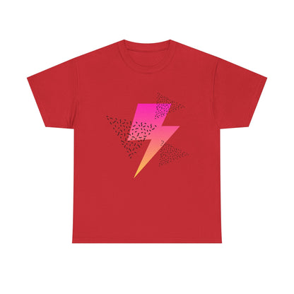 Lightning Bolt Graphic Tee — Retro Pink & Orange Gradient Storm T-Shirt Printify