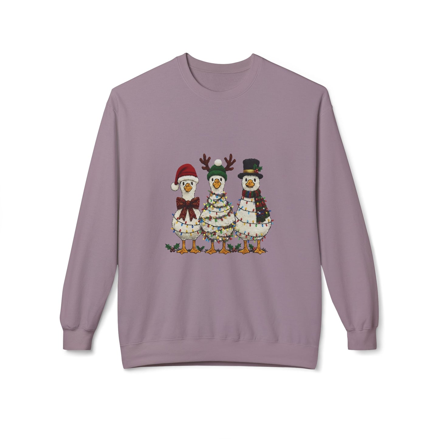 Christmas Duck Family Sweatshirt — Festive Holiday Trio Crewneck Printify