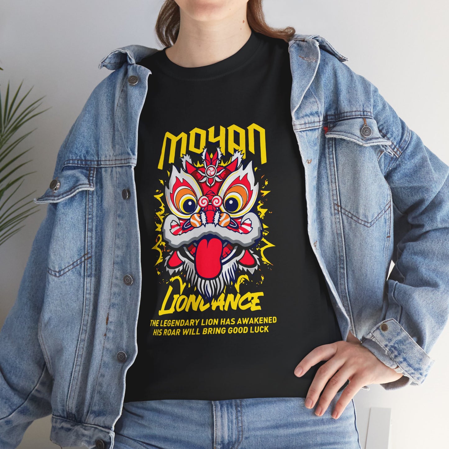 Lion Dance T-Shirt — 'Moyan' Colorful Chinese Lion Mask Graphic Tee Printify