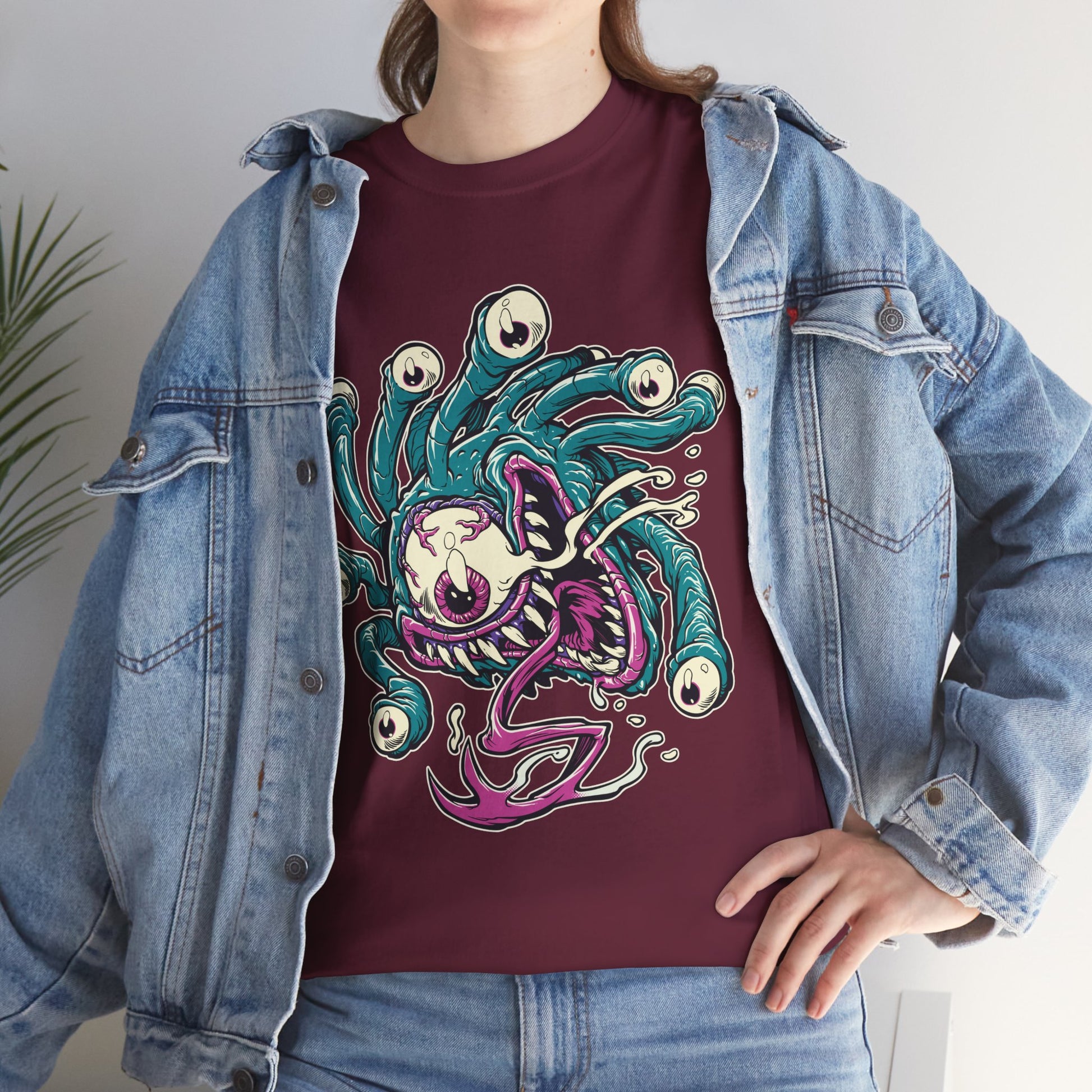 Eye Monster Graphic Tee — Retro Horror Tentacle Skull Shirt Printify