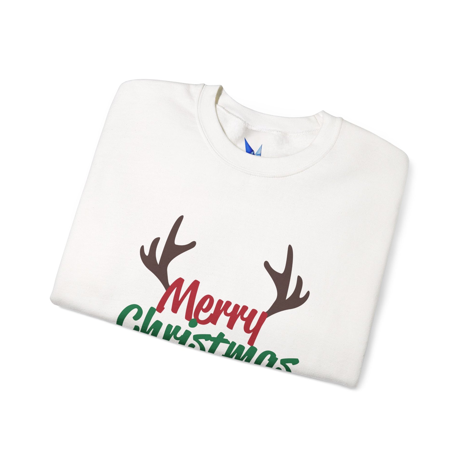 Merry Christmas Reindeer Antlers Crewneck Sweatshirt Printify