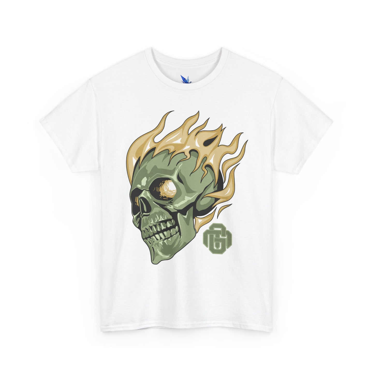 Flaming Green Skull Tee — Edgy Horror Graphic T-Shirt Printify