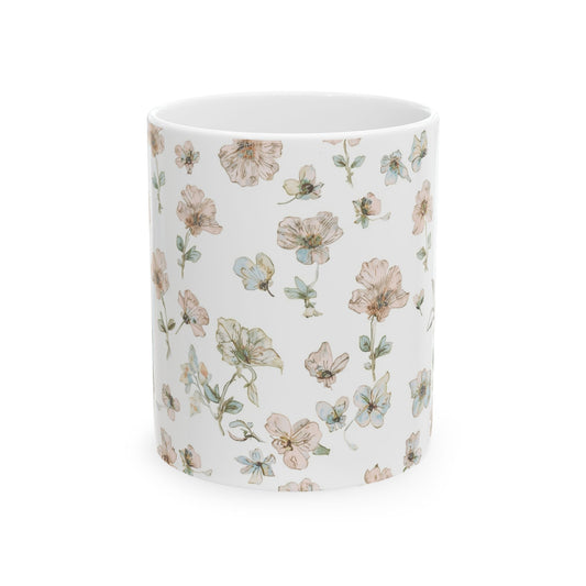 Floral Watercolor Ceramic Mug — Pastel Vintage Flower Pattern (11oz & 15oz) Printify