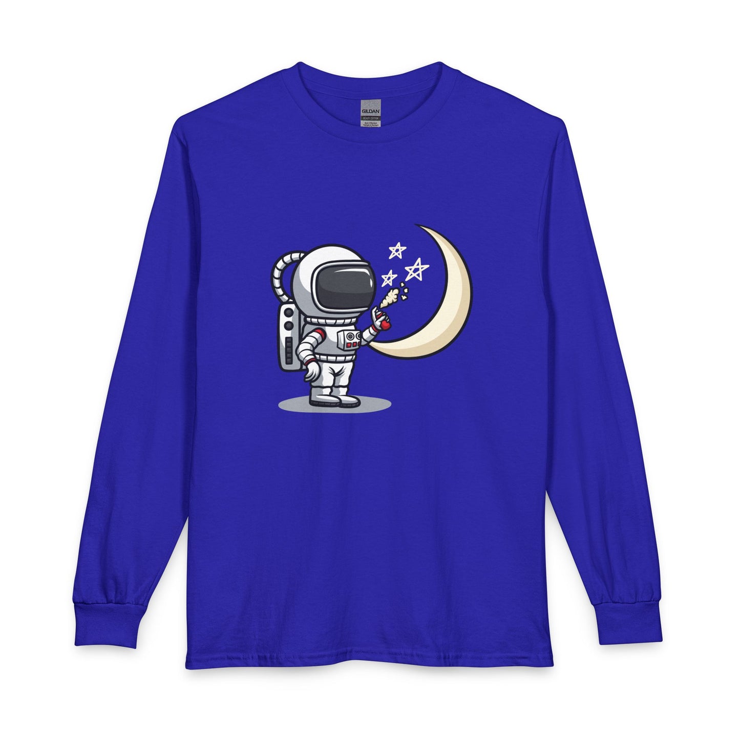 Astronaut & Moon Long Sleeve Tee — Cute Space Explorer Graphic T-shirt Printify