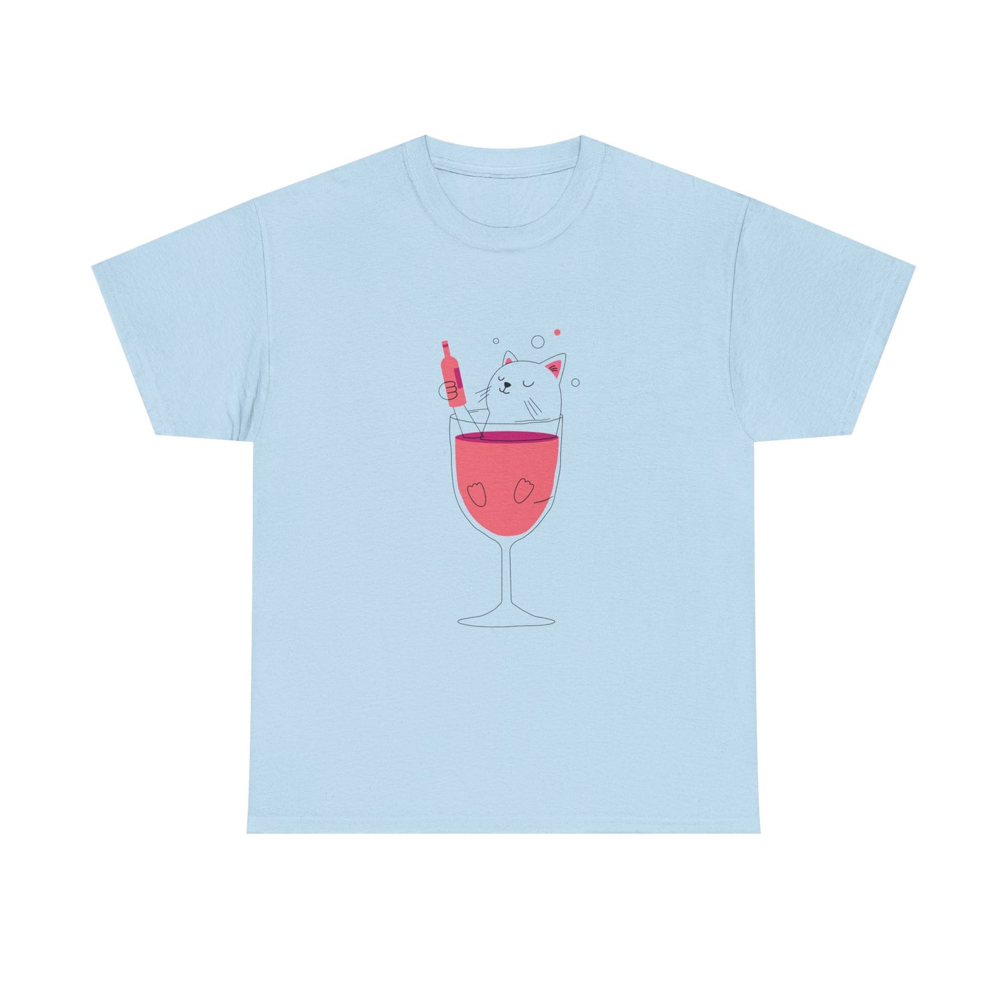 Wine Glass Cat T-Shirt — Cute Cat in a Wine Glass Graphic Tee Printify